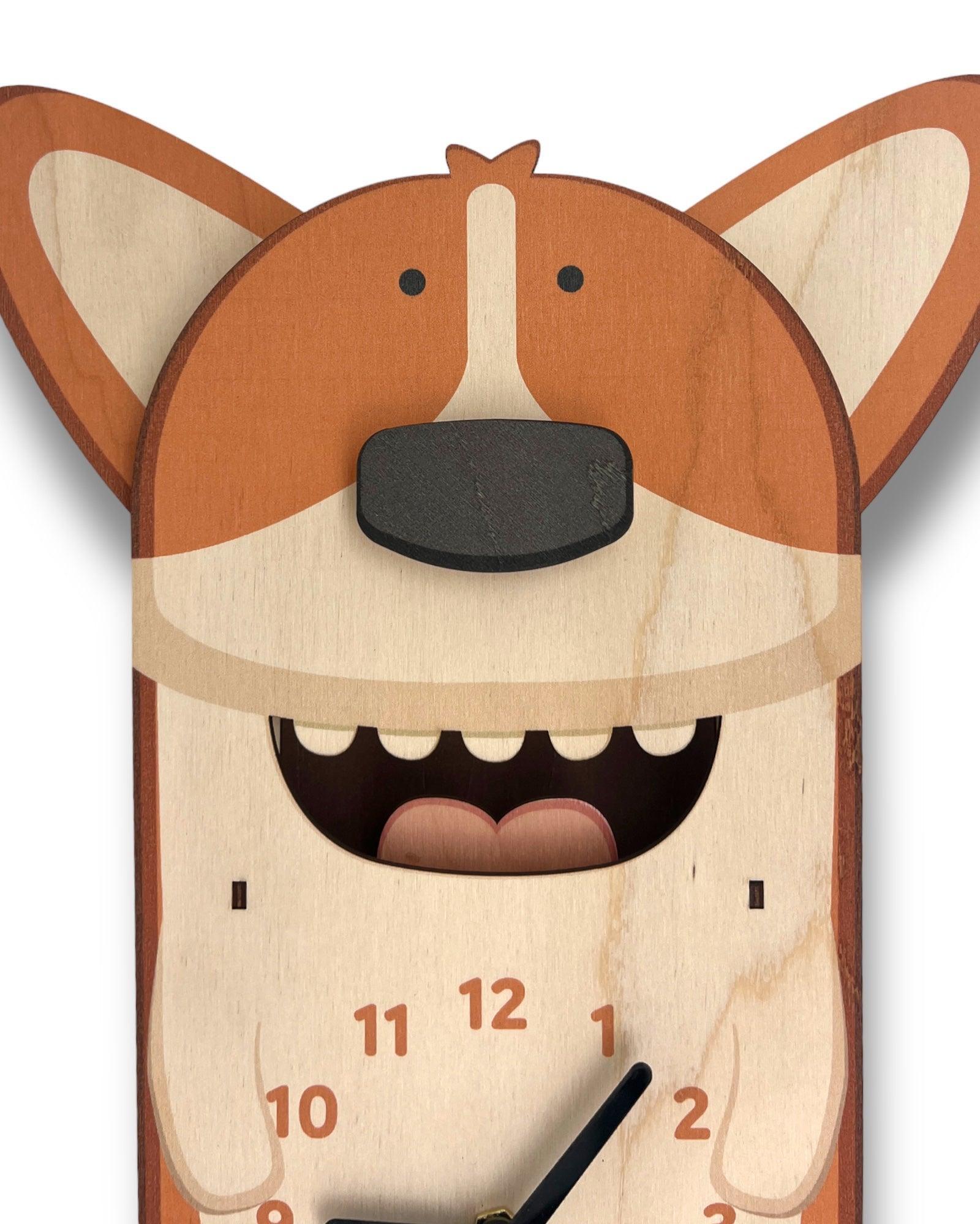 Butters the Corgi Pendulum Clock