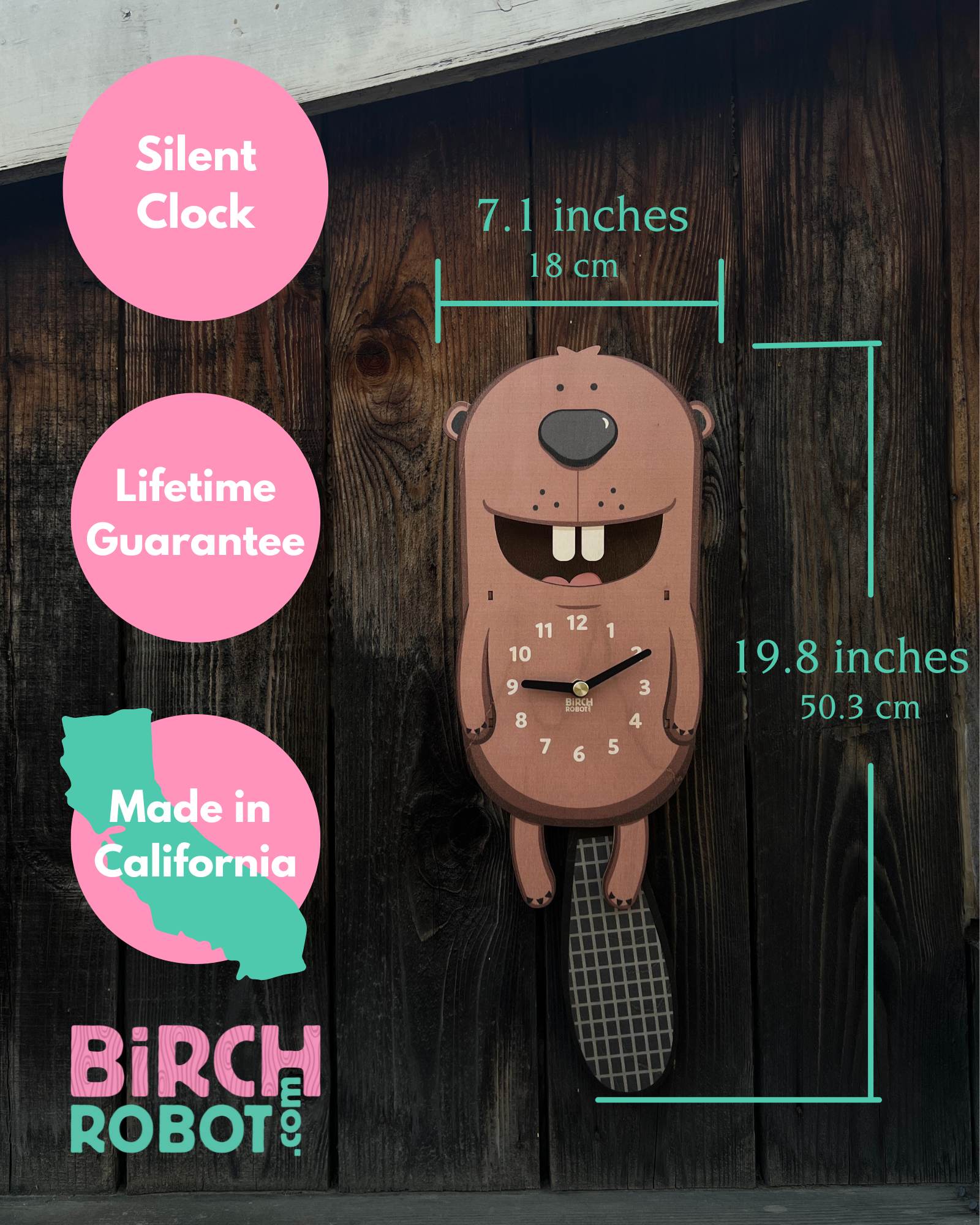Chewy the Beaver Pendulum Clock